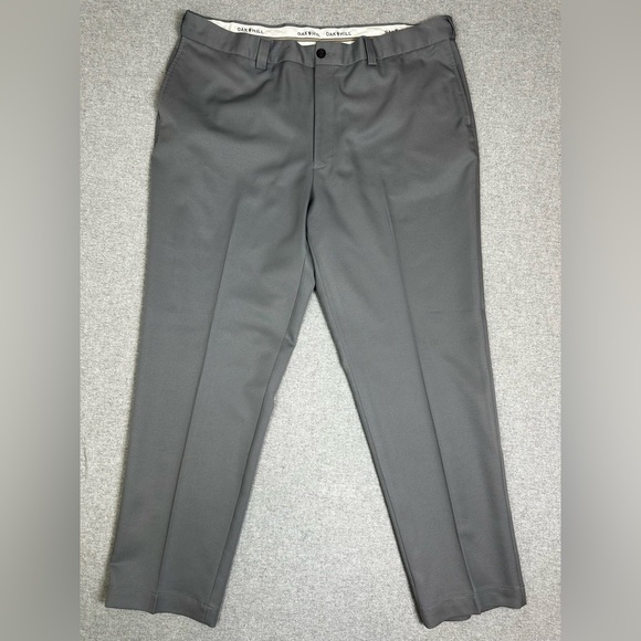 Oak Hill Pants Mens 44x32 Gray Dress Slacks Flat Front Polyester Classic Fit - Picture 1 of 10